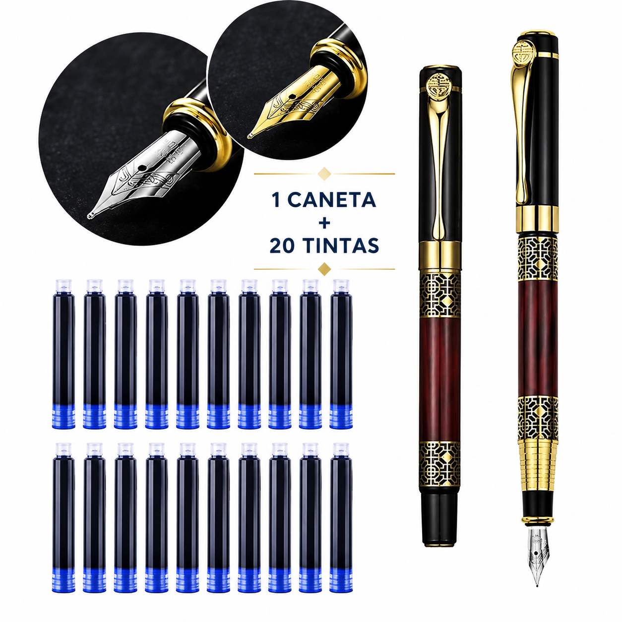 Caneta Heritage Pen Clássica Tinteiro